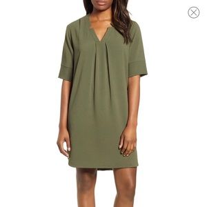 NWOT Bobeau Pleat Front Curved Hem Shirtdress- S